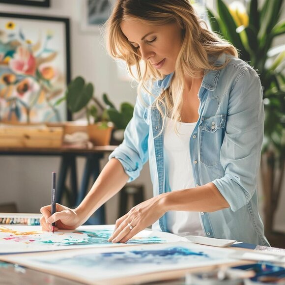 Watercolor Brush Pens - 72 Vibrant Soft Tip Coloring Markers with 4 Blending Bru - Picture 4 of 8